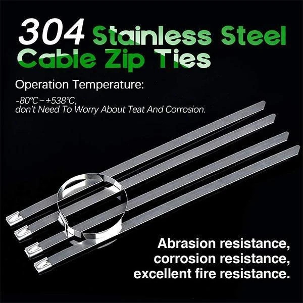 100PCS Multi-Purpose Locking Cable Metal Zip Ties