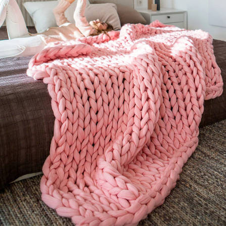 Hand Knit Chunky Knitted Blanket