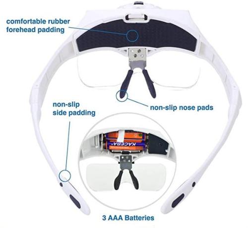 Head-mounted LED Light Magnifier