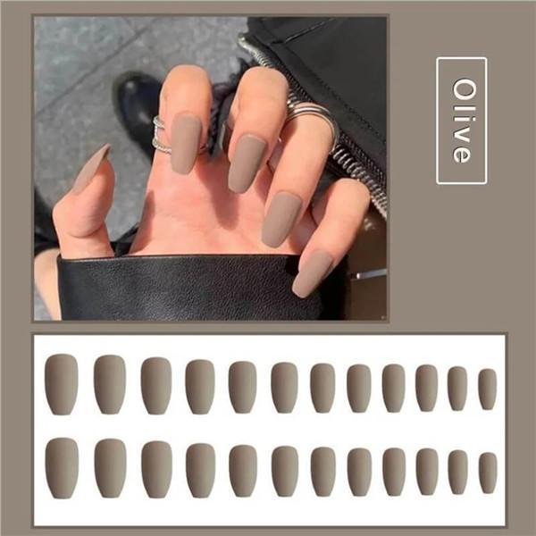 1min Style Change Reusable Matte Wearing Manicure Fake Nails(24PCS)