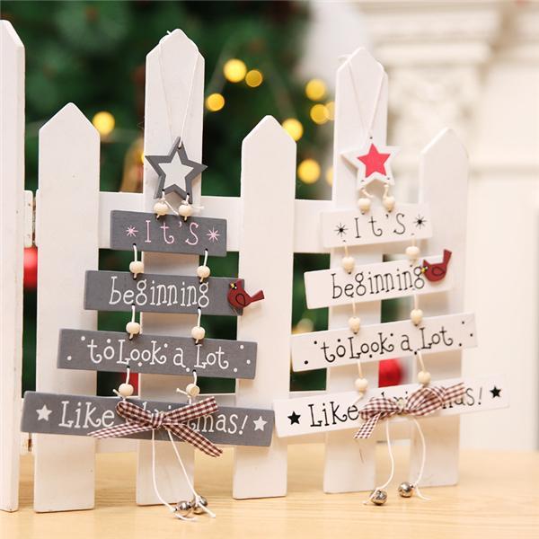 Christmas Wooden Wind Chimes Letter Card Pendant