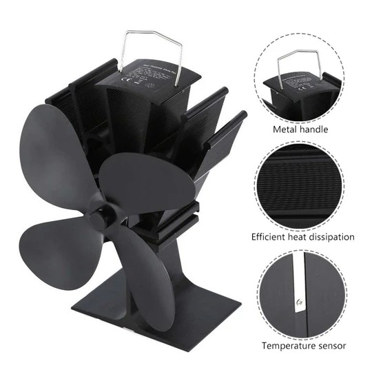 Eco 4 Blade Heat Powered Stove Fan