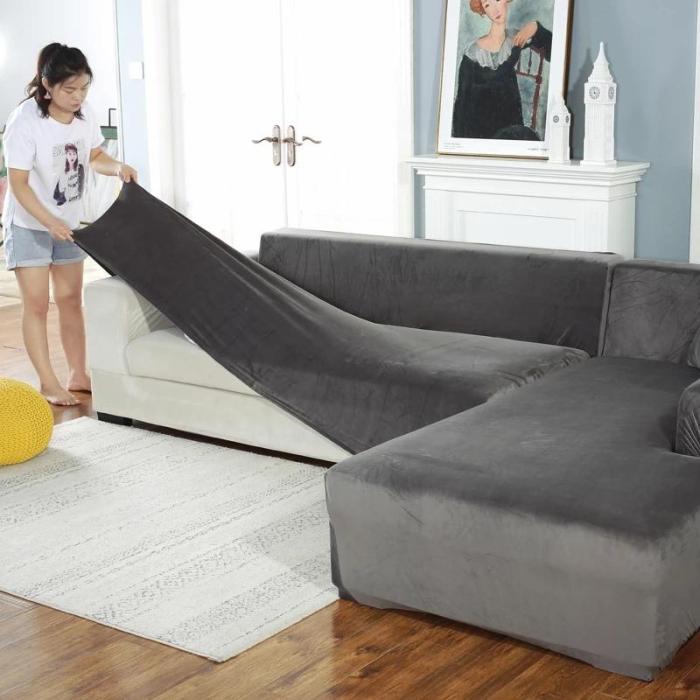 (New Year Sale🎁) Velvet Thick Stretchable Sofa Cover