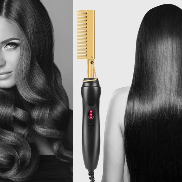 2-in-1 Hair Curler And Straightener Comb