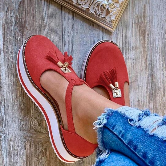 #No.1 Summer Trend | Women's Casual Platform Flat Comfort Fringe Shoes