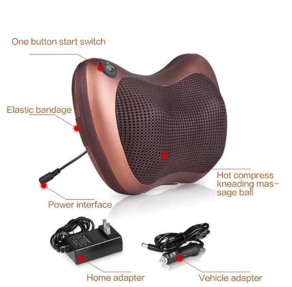 Magic Shiatsu Pillow Massager with Heat for Home and Car use