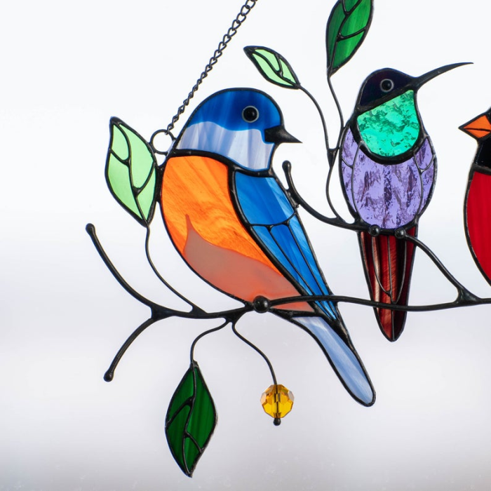Last Day Special Sale 🐦The Best Mother's Day Gift-Birds Stained Window Panel Hangings🎁