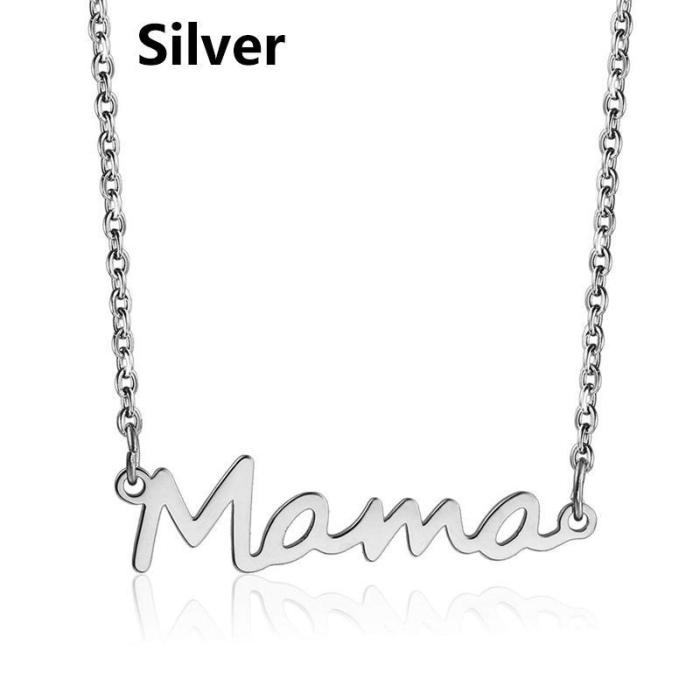 Mom Lockbone Chain Pendant Necklace Gift Mother's Day Stainless Steel Jewellery