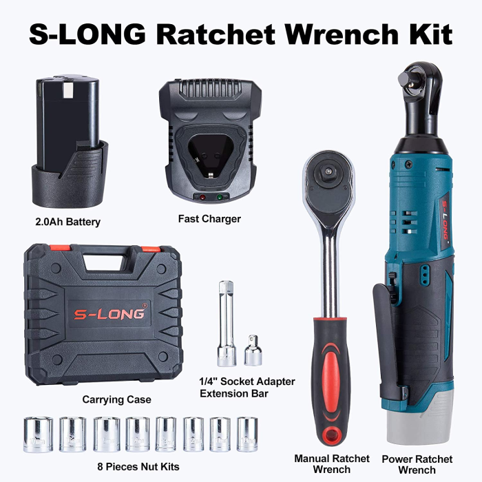 Complete Set 12V Cordless Electric Ratchet Wrench