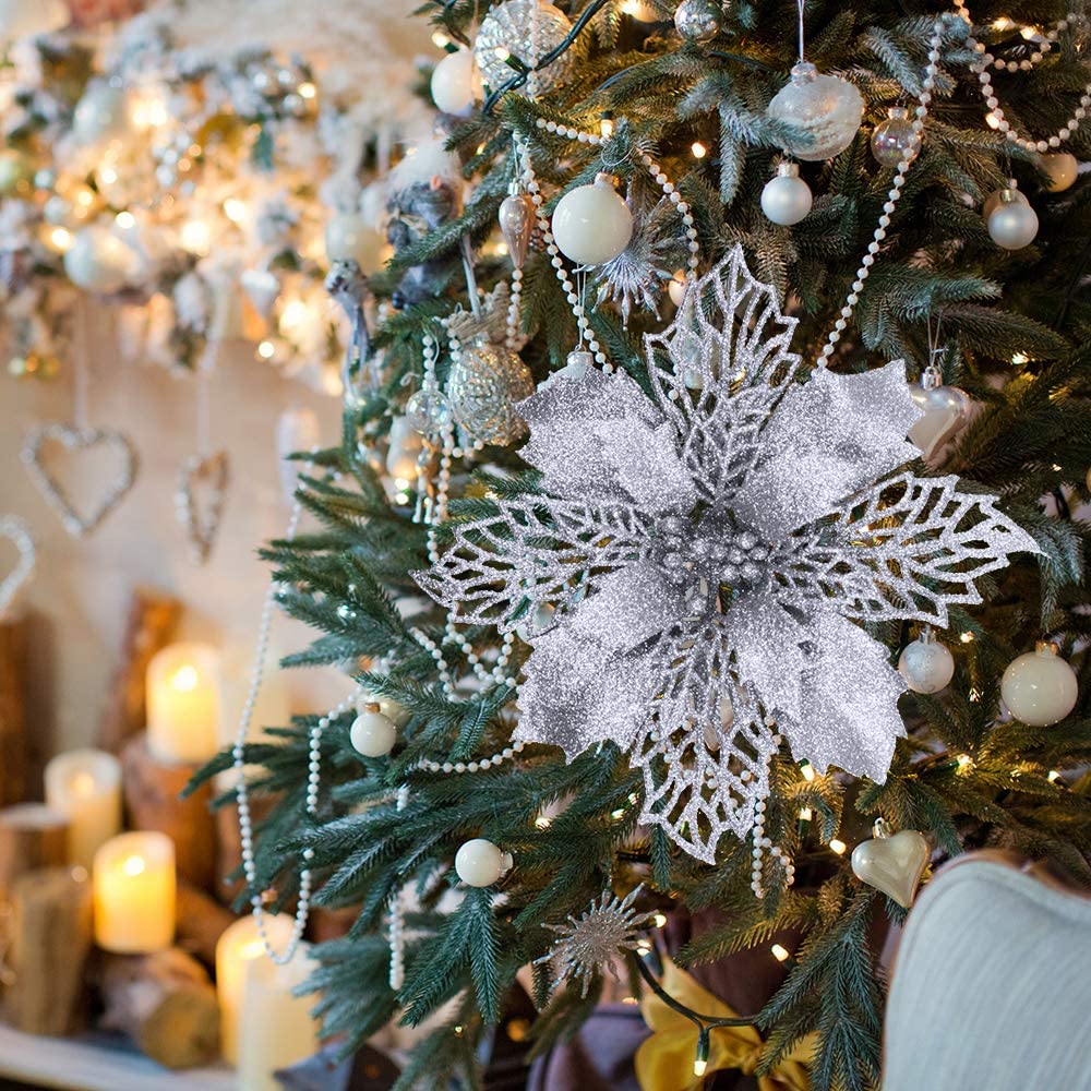 Christmas Glitter Poinsettia Flower