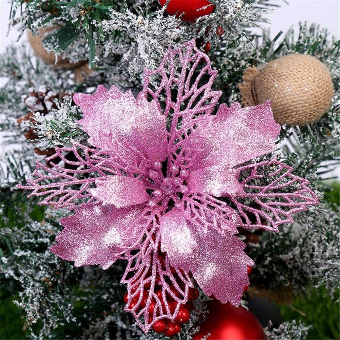 Christmas Glitter Poinsettia Flower