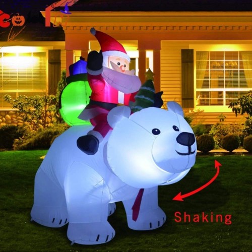 Riding Polar Bear Santa Claus