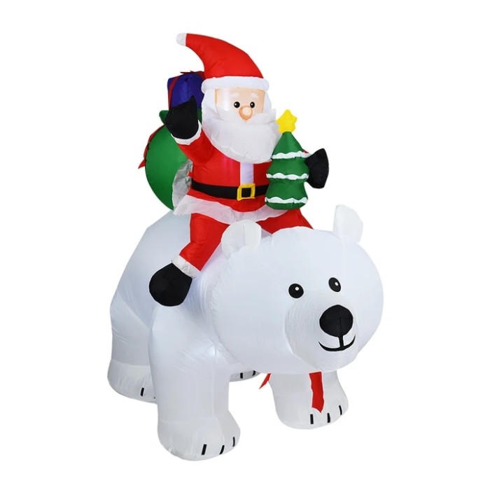 Riding Polar Bear Santa Claus