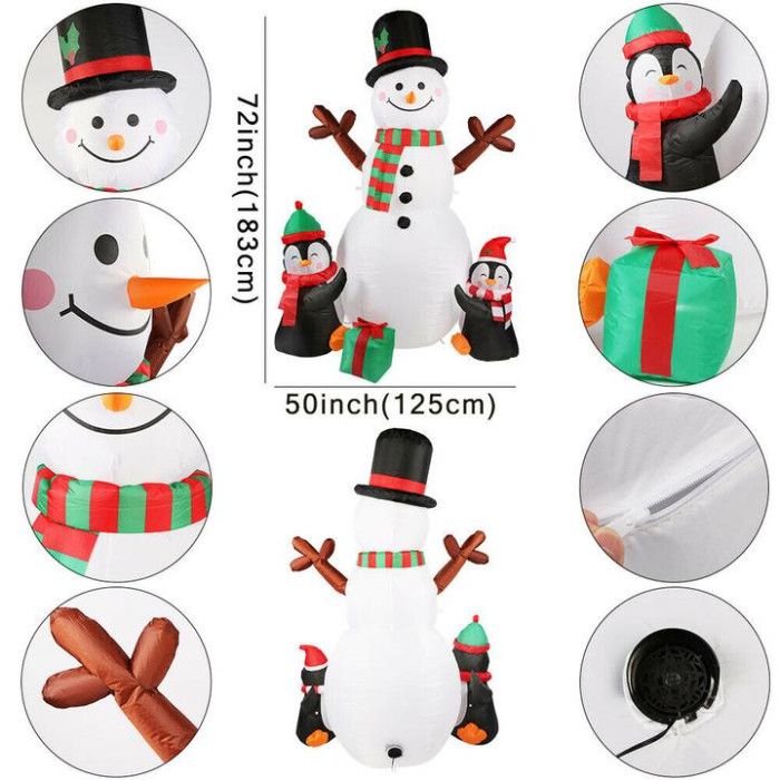 6ft Inflatable LED Snowman/ Penguins