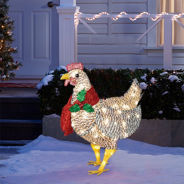 50% OFF-Light-Up Chicken with Scarf Holiday Decoration
