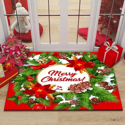 Merry & Bright Red Christmas Rug