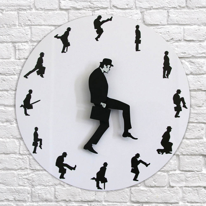 White Circle Frameless Ministry of Silly Walk Wall Clock