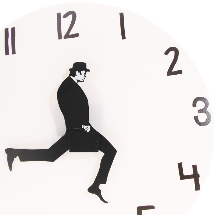 White Circle Frameless Silly Walk Wall Clock inspired by Monty Python