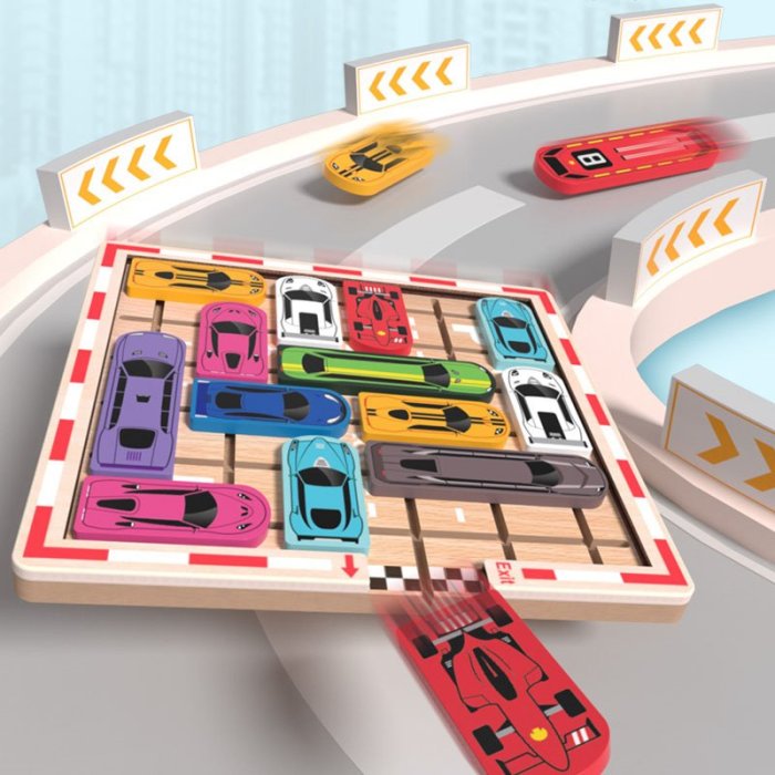 Wooden Traffic Jam Logic Game for Kids Ages 3 Years and Up