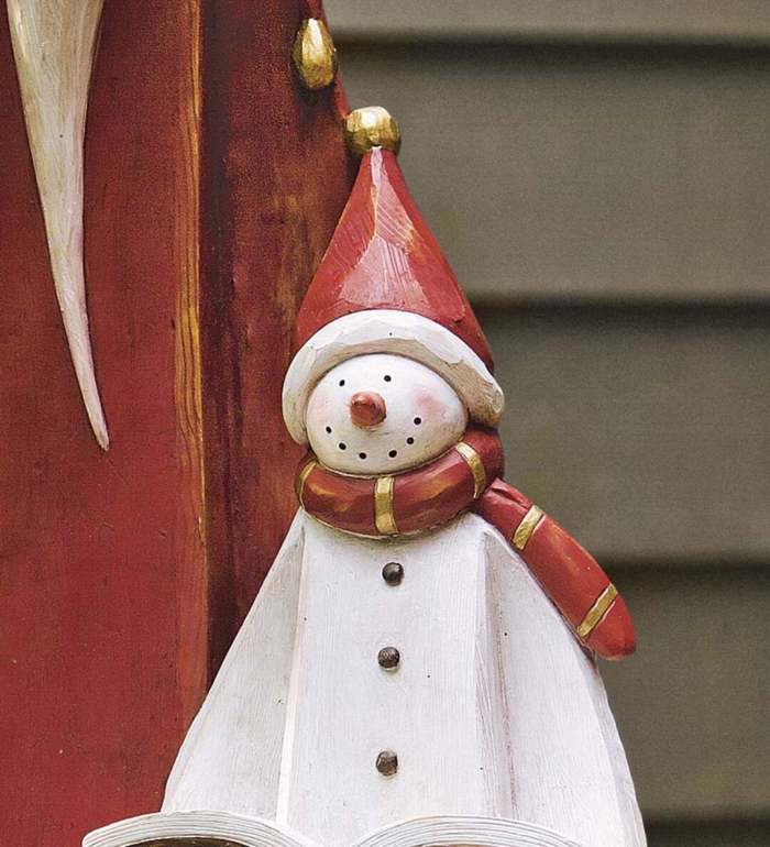 Santa And Snowman Sculpture With Solar LanternTM