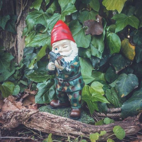 Military Garden Gnome With Camouflage Uniform And AK47