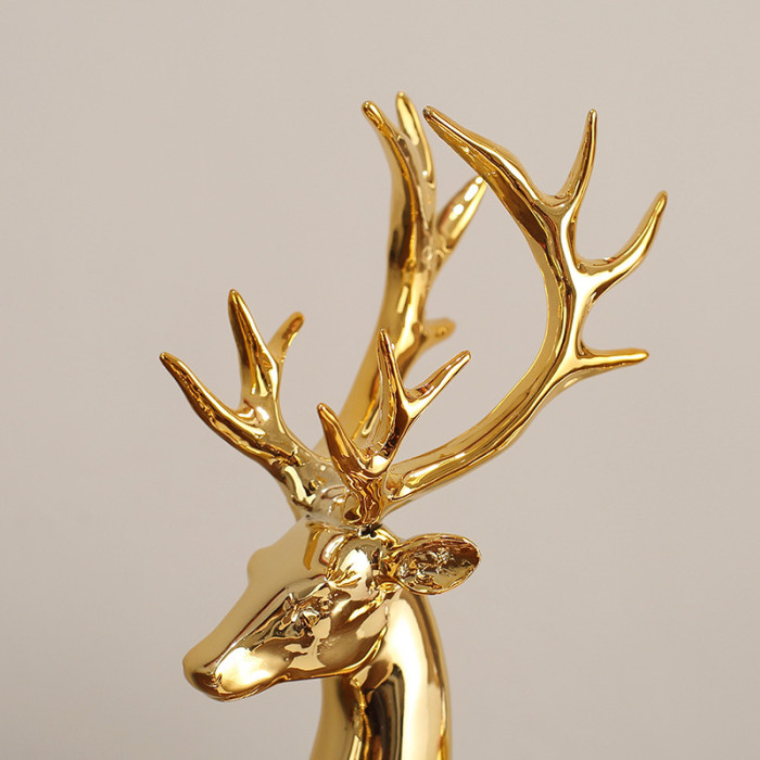 1Set Gold Resin Deer Figurine