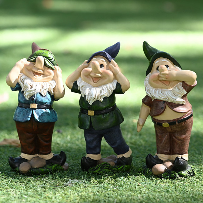 See Hear Speak No Evil Gnomes Figurines