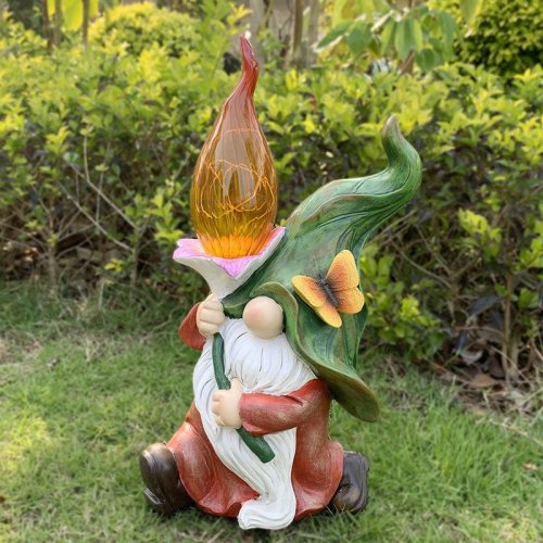 Solar Garden Gnome Statue - Lantern