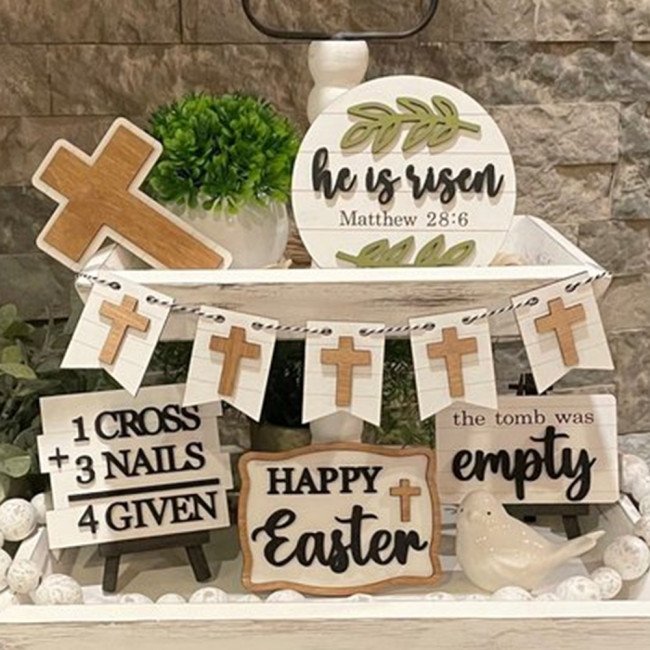 Easter Tiered Tray, He Is Risen, Happy Easter