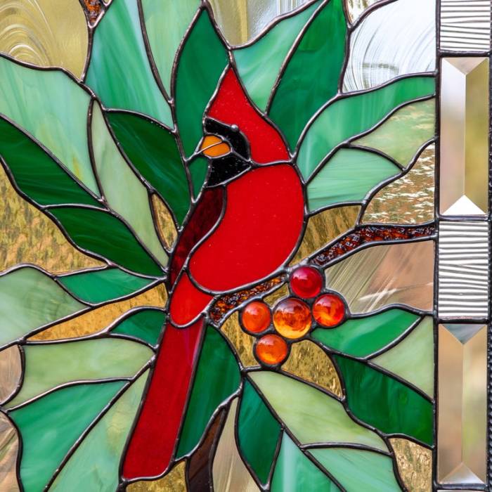 【🐦Limited Sale-50% OFF】🐤Cardinal stained glass window panel | Memorial gift
