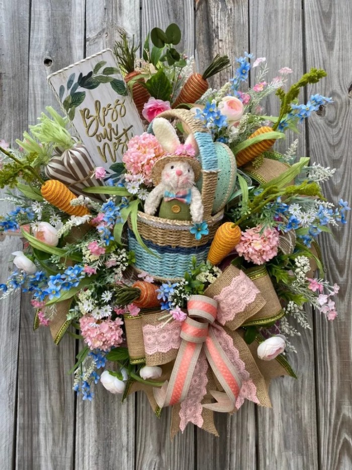 2022 New Easter Decoration - Easter Bunny Wreath For Front Door