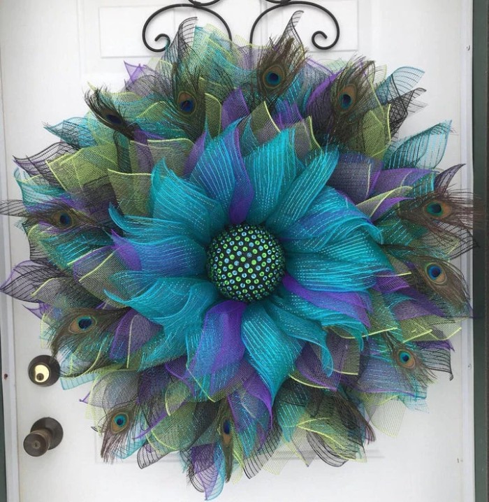 Handmade Peacock Pattern Wreath