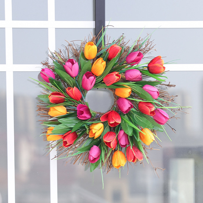 💐Bright Spring Tulip Wreath