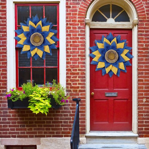 💛Ukraine Flag Sunflower Front Door Wreath-Stand With Ukraine🙏💙