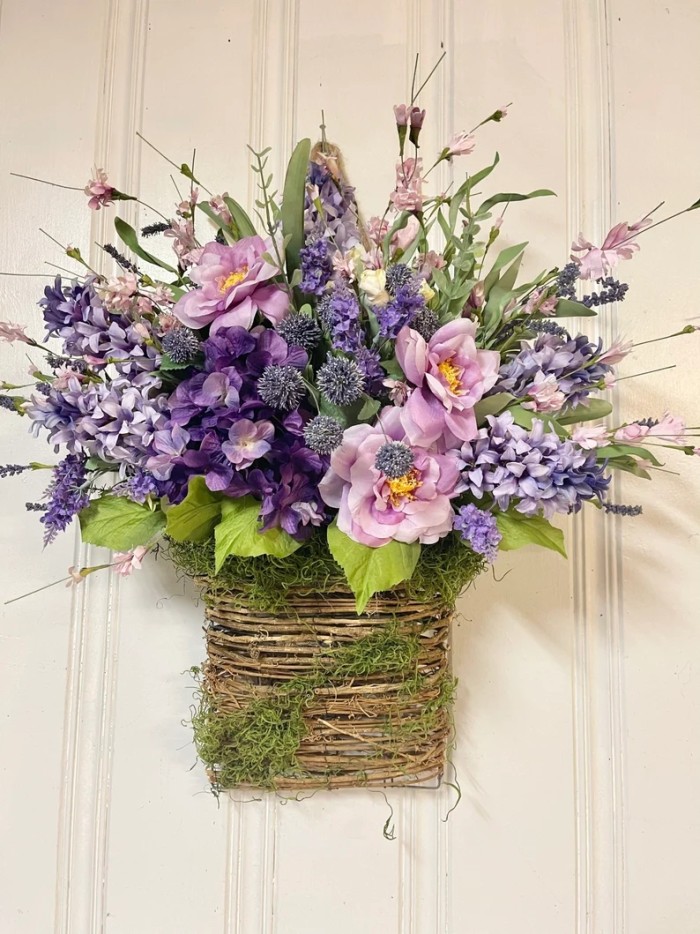 💝Last day discount-50%Off💖Lavender Basket Wreaths -Mother's Day Floral Wreath, Gift for mom💐