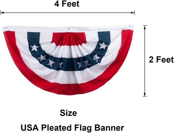 Independence Day 3 x 6 ft Pleated Fan Flag