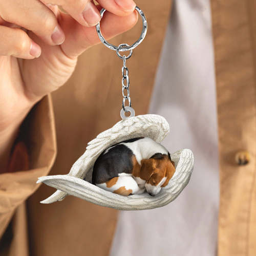 Beagle Sleeping Angel Acrylic Keychain