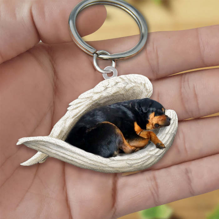 Rottweiler Sleeping Angel Acrylic Keychain