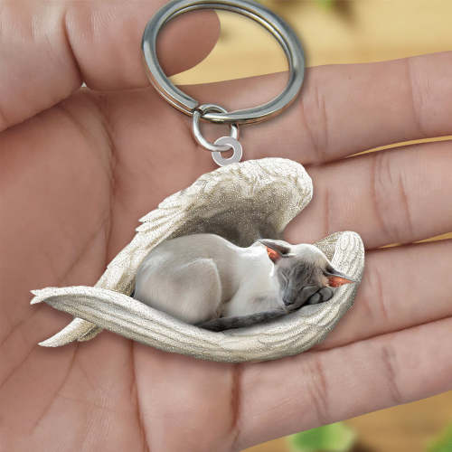 Oriental Shorthair Cat Sleeping Angel Acrylic Keychain