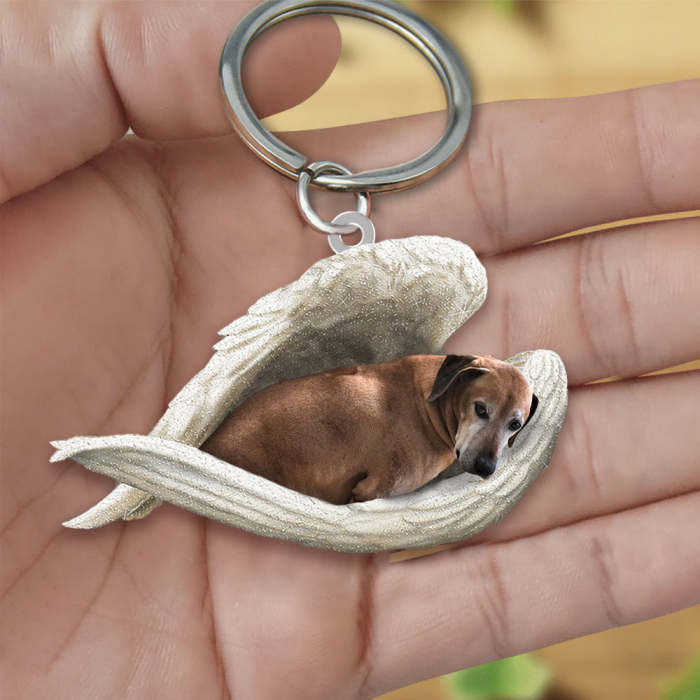Dog Sleeping Angel Acrylic Keychain
