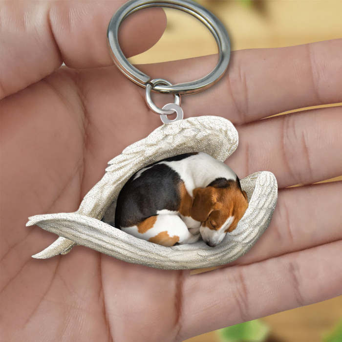 Beagle Sleeping Angel Acrylic Keychain