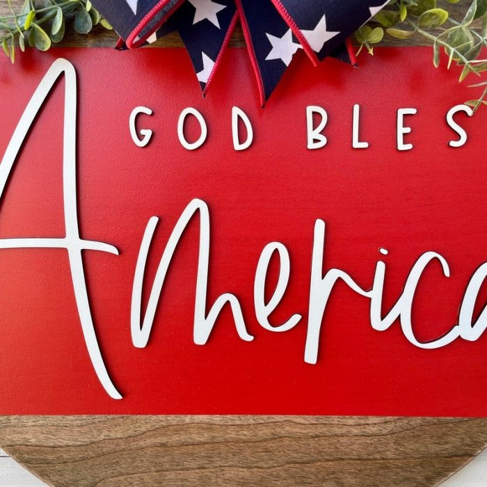 ❤️Hot Sale💙Front Door Decor God Bless America Door Hanger Welcome Wreath