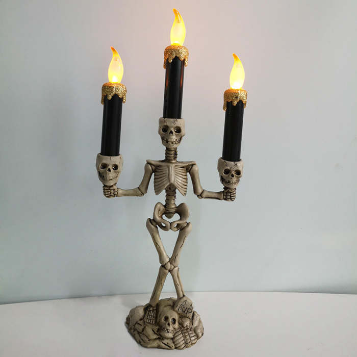 Halloween Skull Candle Holder Light