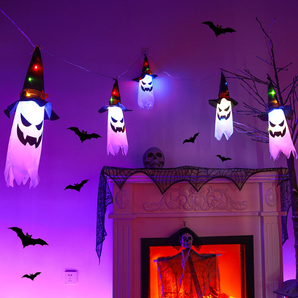 2x Hanging Lighted Ghosts – Halloween-Deko Mit LED, 1 M Lang, Für Drinnen & Draußen