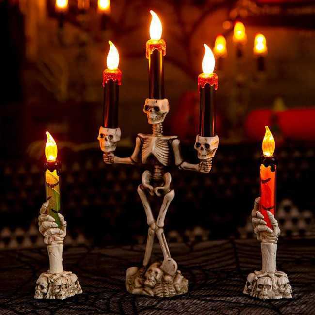 Halloween Skull Candle Holder Light