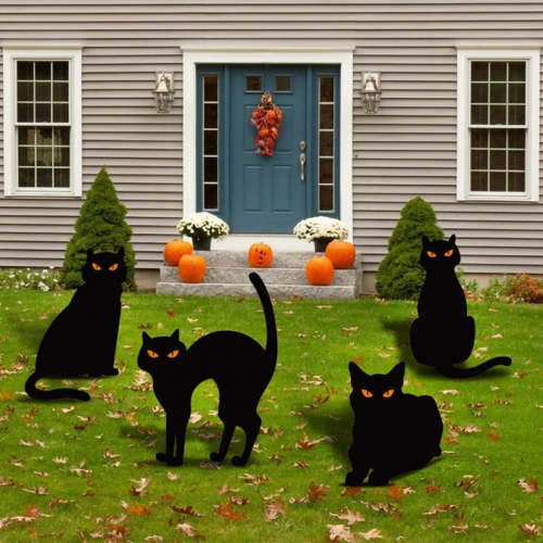 Halloween Metal Black Cat Silhouette Stakes