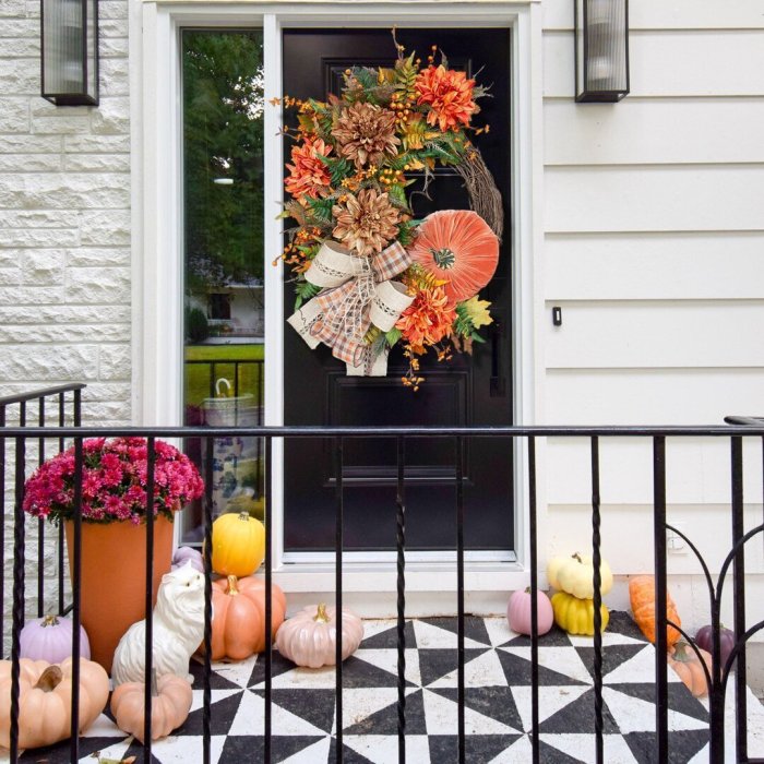 Halloween Pre-Sale 49% OFF🔥Autumn Themed Door Wreath Velvet Pumpkin Berries Pine Cone Maple Home Decoration