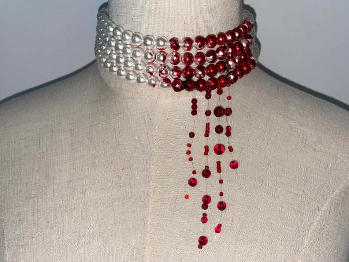 Halloween Costume Handmade Bleeding Pearl Necklace