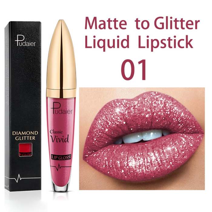 (🎃HALLOWEEN PRE SALE -48% OFF) Diamond Lip Gloss Matte To Glitter Liquid Lipstick Waterproof