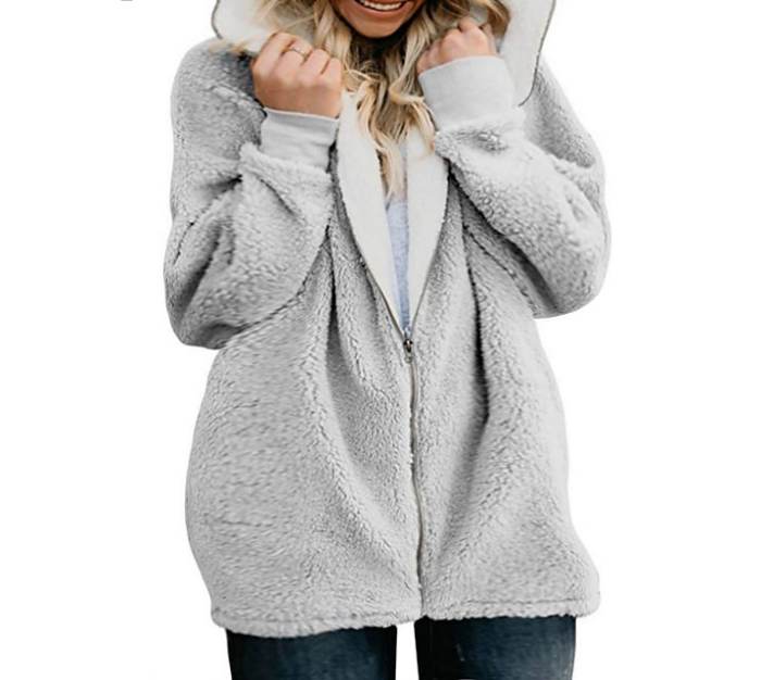 Women's Outdoor Oversize Solid Color Long Sleeve Hooded Sweatshirt